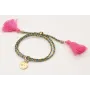 Pulsera trenza macrame verde oliva, marron, azul y