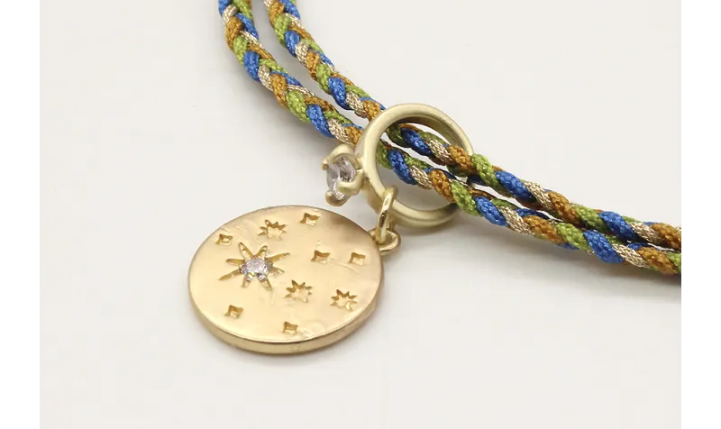 Pulsera trenza macrame verde oliva, marron, azul y