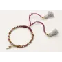 Pulsera rigida forrada con liberty mostaza e hilo 