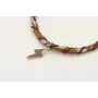 Pulsera rigida forrada con liberty mostaza e hilo 