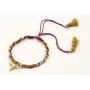 Pulsera rigida forrada con liberty mostaza e hilo 