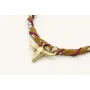 Pulsera rigida forrada con liberty mostaza e hilo 