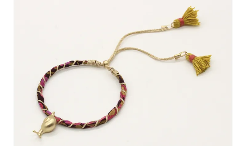 Pulsera rigida forrada con liberty marrón,morado e