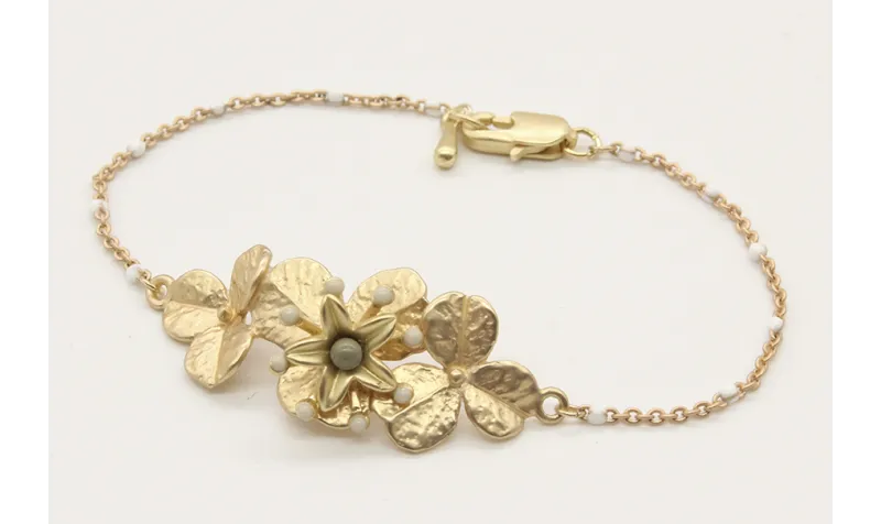 Pulsera de cadena eslabon con bolita esmlatada bla