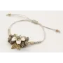 Pulsera hilo macrame plata con piedras grises, flo