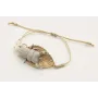 Pulsera hilo macrame oro palido con escarabajo gri