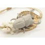 Pulsera hilo macrame oro palido con escarabajo gri