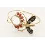 Pulsera rigida doble aro con mosca dorada y negra 