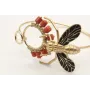 Pulsera rigida doble aro con mosca dorada y negra 