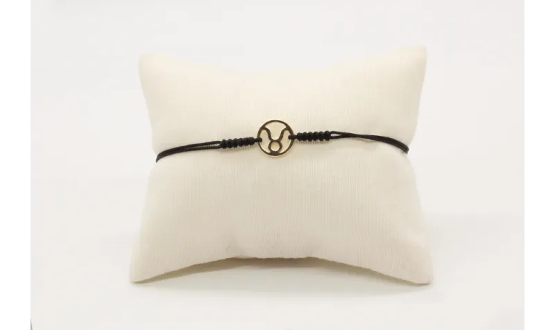 Pulsera nudo serpiente negro con signo del zodiaco