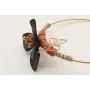 Pulsera rigida con flor esmaltada negra, toneles d