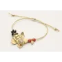 Pulsera hilo macrame oro palido con flor oro mate,