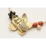 Pulsera hilo macrame oro palido con flor oro mate,