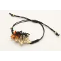 Pulsera nudo serpiente negra con hoja calada oro, 