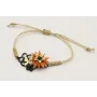 Pulsera macrame oro palido con crochet esmaltado n