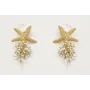 Pendientes perno caracola esmaltada blanca con est