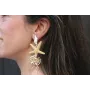 Pendientes perno caracola esmaltada blanca con est