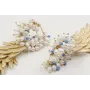 Pendientes aro forrado con perlas colgando escamas