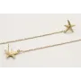 Pendientes perno estrella oro mate con cadena boli