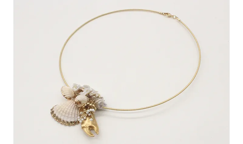 Collar rigido con conchas bordes dorado, burruño m