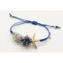 Pulsera nudo serpiente macrame azul con madre-perl