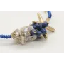 Pulsera nudo serpiente macrame azul con madre-perl