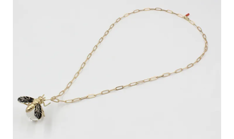 Collar cadena eslabón rectangular oro mate con bol