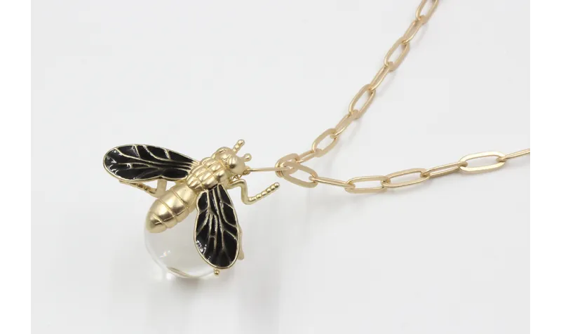 Collar cadena eslabón rectangular oro mate con bol