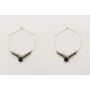 Pendientes arete hexagonal con bolas negras y macr