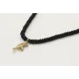 Collar cadena fina oro brillo con abalorio negro m