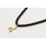 Collar cadena fina oro brillo con abalorio negro m