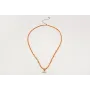 Collar coralitos naranjas, bolas oro mate y colgan