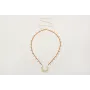 Collar con coralitos naranjas, gotitas oro mate y 
