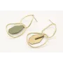 Pendientes doble aro en oro mate con pieza esmalta
