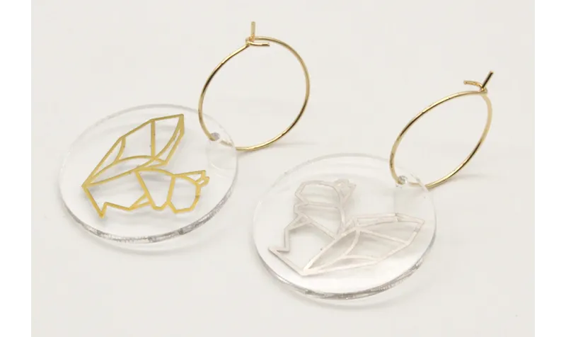 Pendientes aro oro brillo con disco metacrilato ar