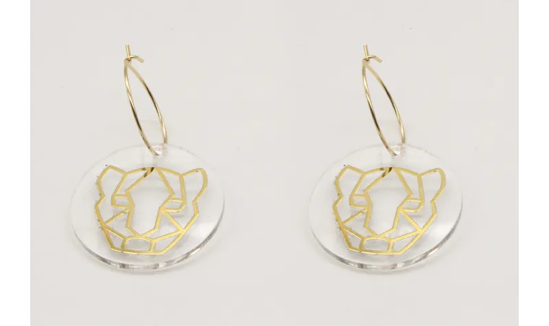 Pendientes aro oro brillo con disco metacrilato ti