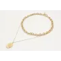 Collar cadena eslabón y cadena de microbola en oro