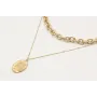 Collar cadena eslabón y cadena de microbola en oro