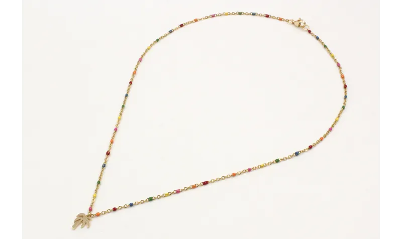 Collar cadena de acero inoxidable de bolitas esmal