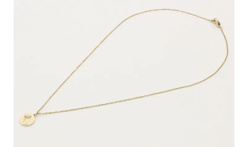 Solitario cadena eslabón pequeño oro brillo con co