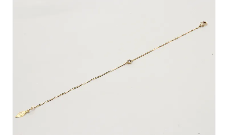 Pulsera cadena eslabón pequeño oro brillo con bril