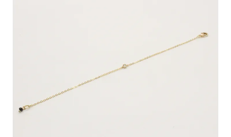 Pulsera cadena eslabón pequeño oro brillo con bril