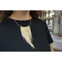 Collar rigido gris con fleco oro mate