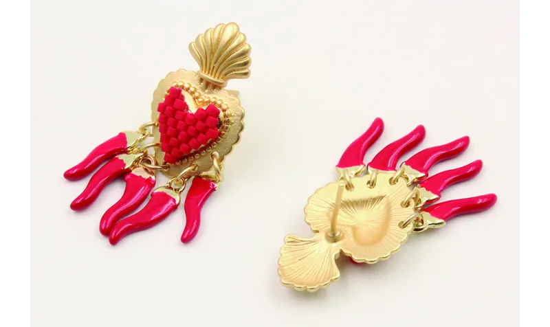 Pendientes perno sagrado corazón con agujeros, pim