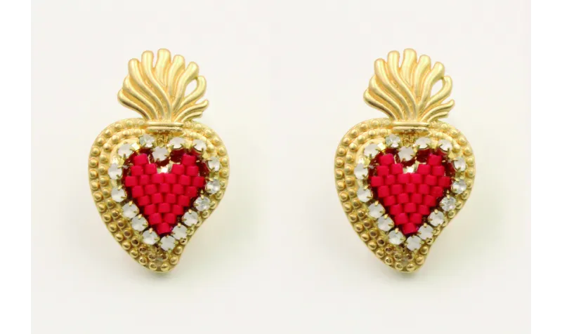 Pendiente perno sagrado corazón con corazón de miy