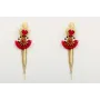 Pendientes perno sagrado corazón con fleco rojo,da