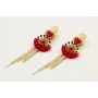 Pendientes perno sagrado corazón con fleco rojo,da