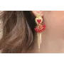 Pendientes perno sagrado corazón con fleco rojo,da