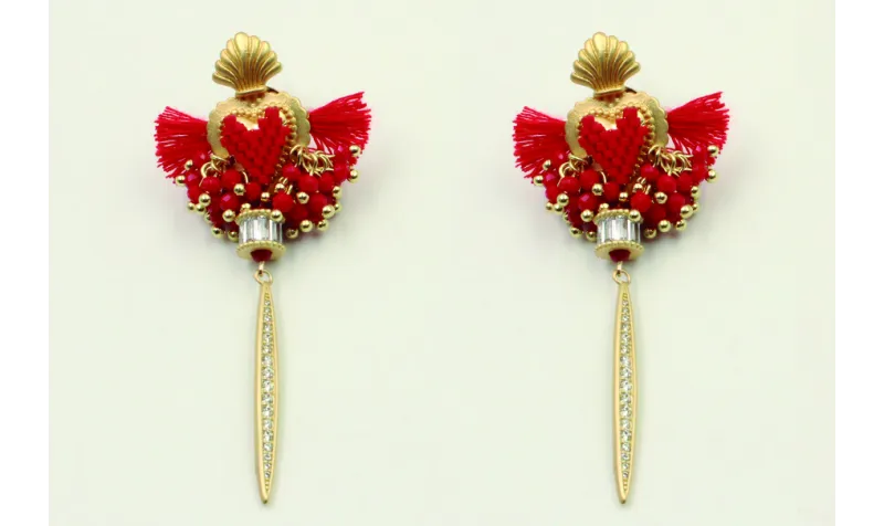 Pendientes sagrado corazón agujeros con burruño fa