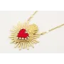 Collar con cadena corazones planos y colgante sagr